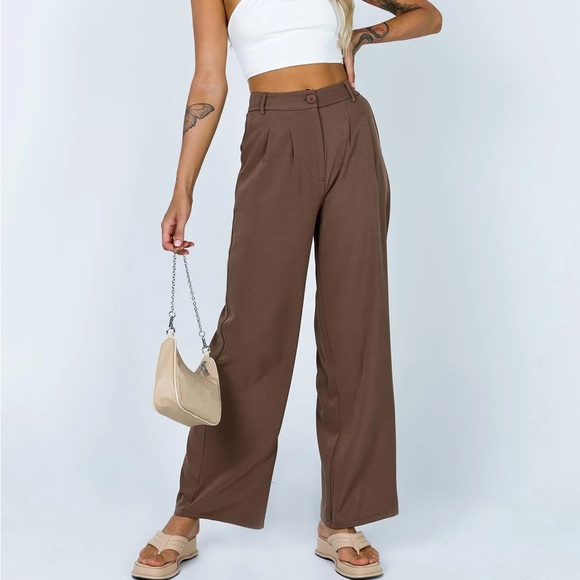 Princess Polly Archer Pants Brown Wide-Leg Trousers - Picture 8 of 10